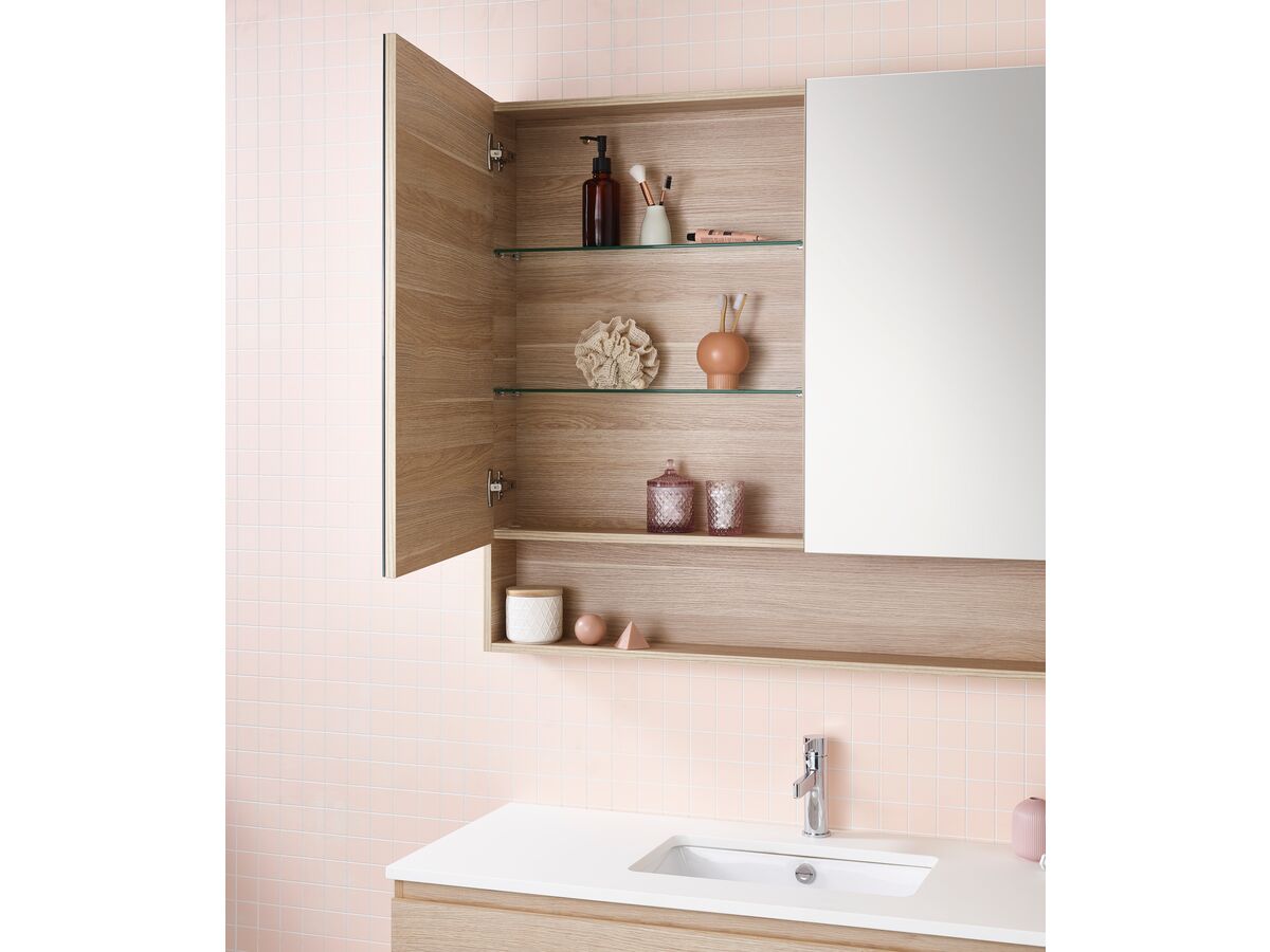 Posh Domaine Plus 900mm x 1000mm Shaving Open Shelf 2 Door from
