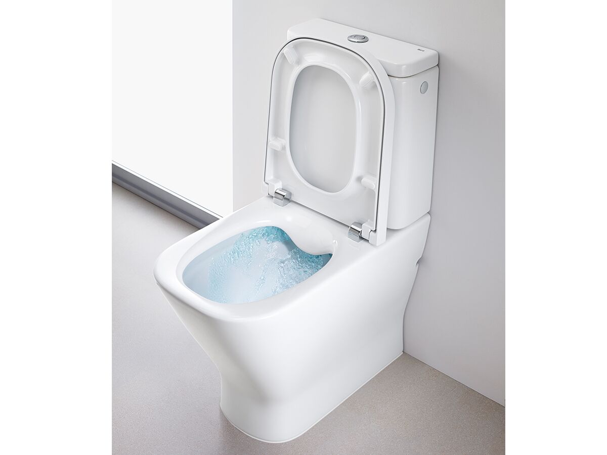 Roca The Gap Rimless Close Coupled Back to Wall Bottom Inlet Toilet