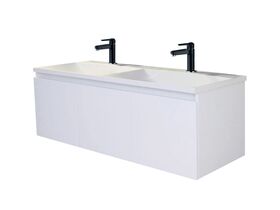 ADP Bayo Vanity Unit Wall Hung 3 Drawer 1 Internal Drawer Double Bowl 2 Taphole 1200mm