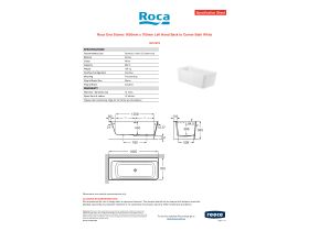 Specification Sheet - Roca Ona Stonex 1600mm x 700mm Left Hand Back to Corner Bath White