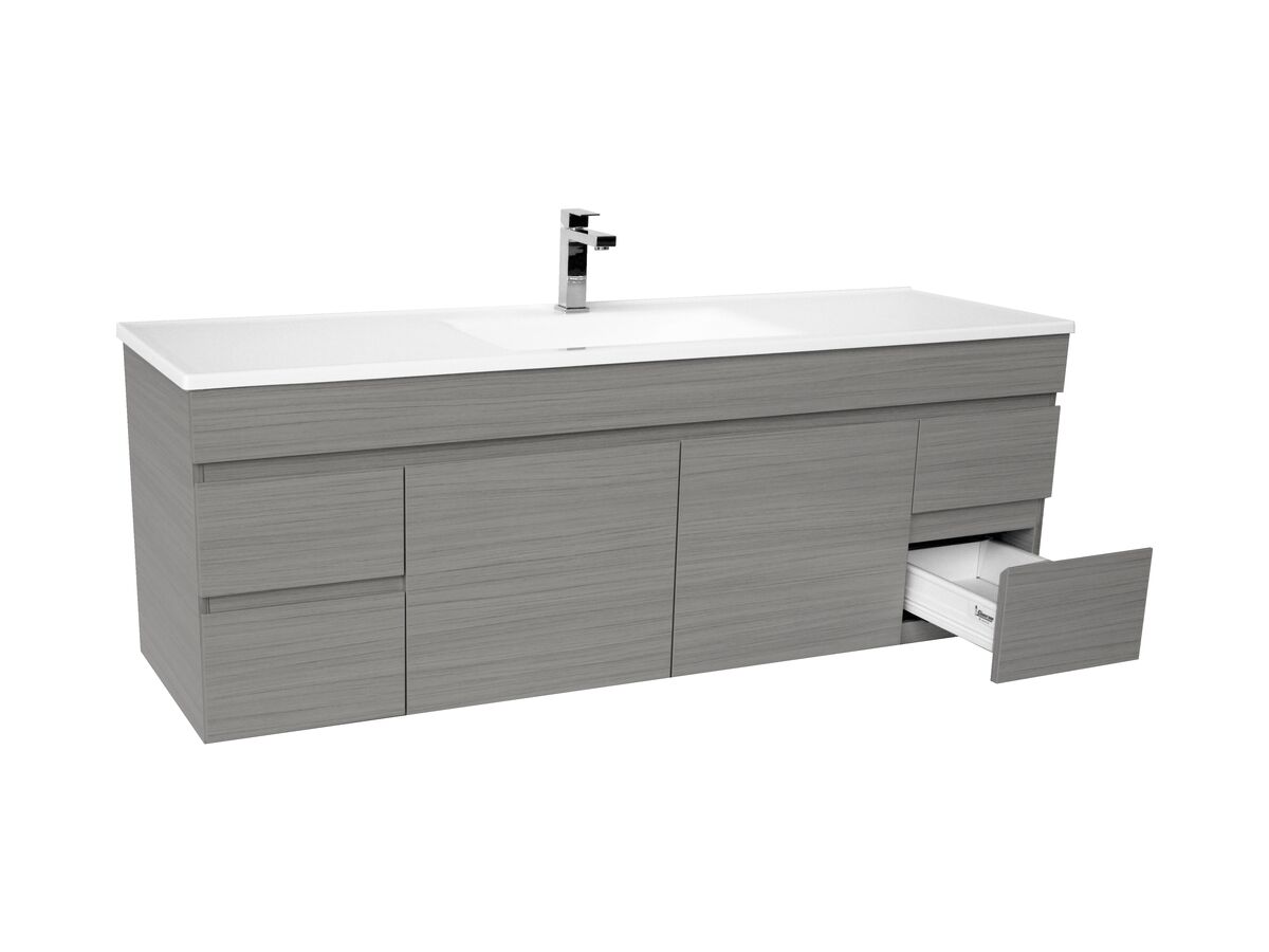 Espire Wall Hung Single Bowl Vanity Unit (Wave) 2 Door and 4 Drawer 1500mm