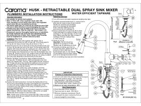 Installation Instructions - Caroma Husk Retractable Dual Spray Mixer Tap Chrome (4 Star)