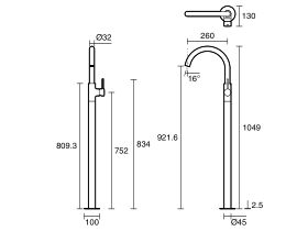 Mizu Drift Floor Mounted Bath Mixer Trimset