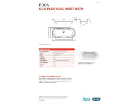 Technical Guide - Roca Duo Plus Oval Inset Bath 1800x800mm Chrome Overflow, White