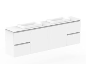 Posh Domaine Plus Ensuite 1800 Double Bowl Wall Hung Vanity Unit Caesarstone Top