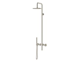 Milli Pure Progressive Shower Mixer Tap Column System with Hand Shower 250mm Right Hand and Diamond Textured Handles Brushed Nickel (3 Star)