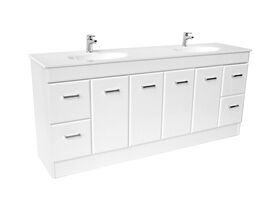 Posh Bristol Double Bowl Vanity Unit with Kick 4 Door 4 Drawer 1800mm White