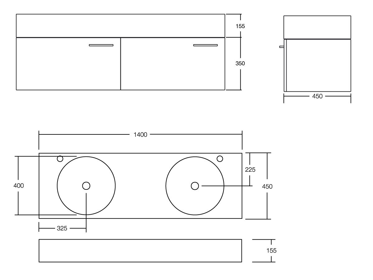 Omvivo Neo Slimline Wall Hung Vanity Unit 1400mm from Reece