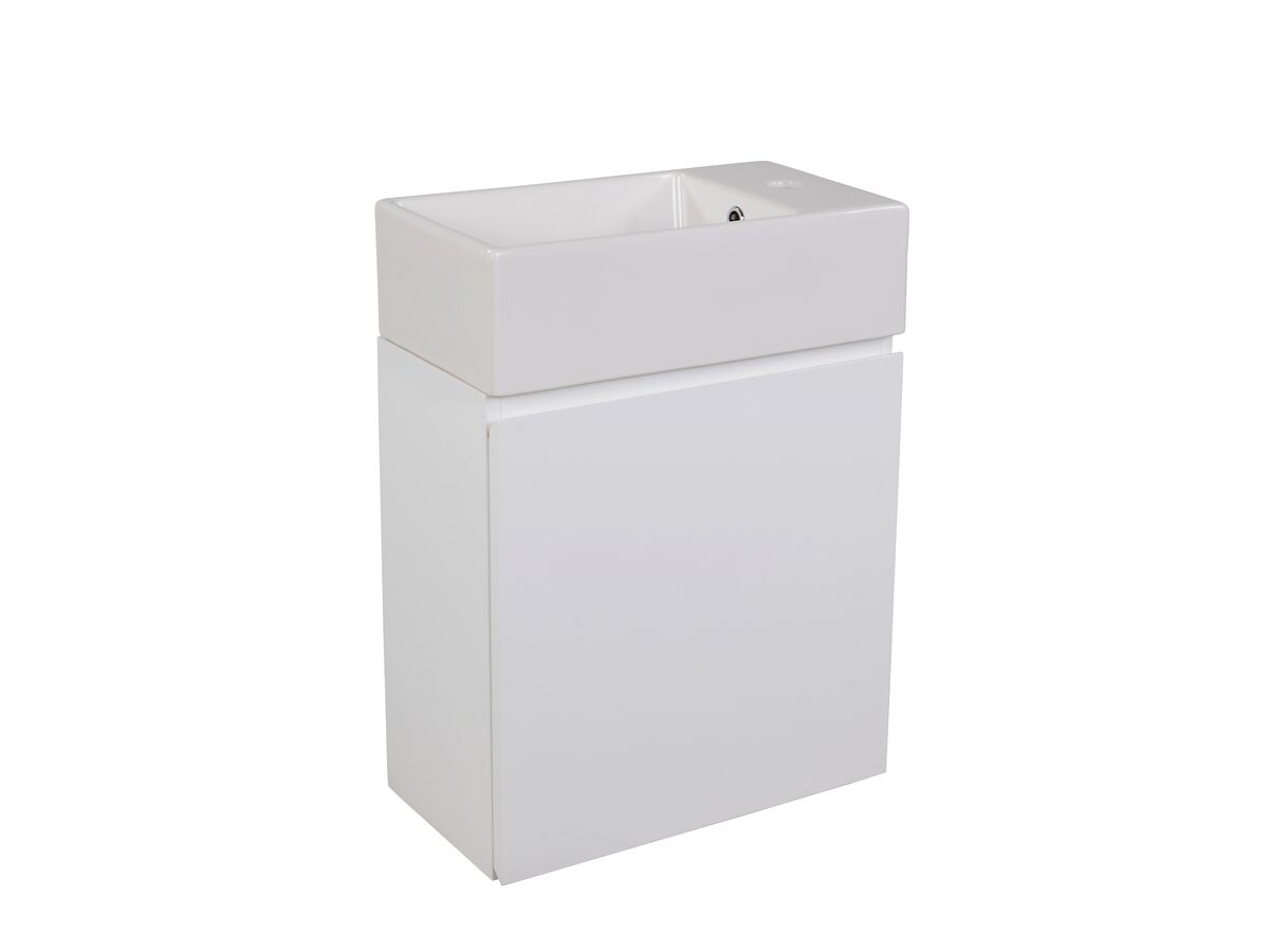 Posh Solus Powder Room Vanity Unit Wall Hung Right Hand Basin 1 Taphole White