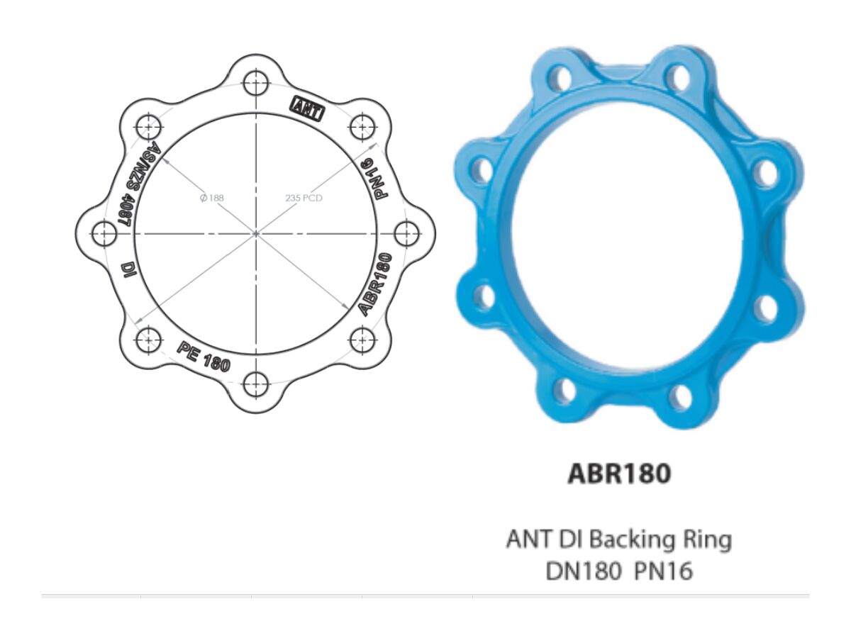 PE Backing Ring Ductile Iron FBE AS4087 PN16 150mm (180mm)