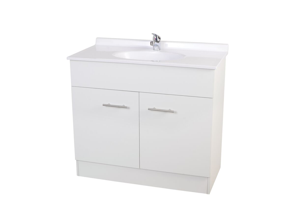 Base 2 Door Vanity Unit with Kick 1 Taphole 910mm White from Reece