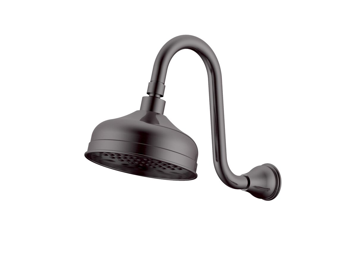 Milli Voir Gooseneck Shower Arm & Rose Brushed Gunmetal (3 Star) from Reece