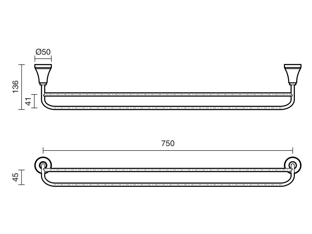Kado Era Double Towel Rail 750mm Brushed Nickel from Reece