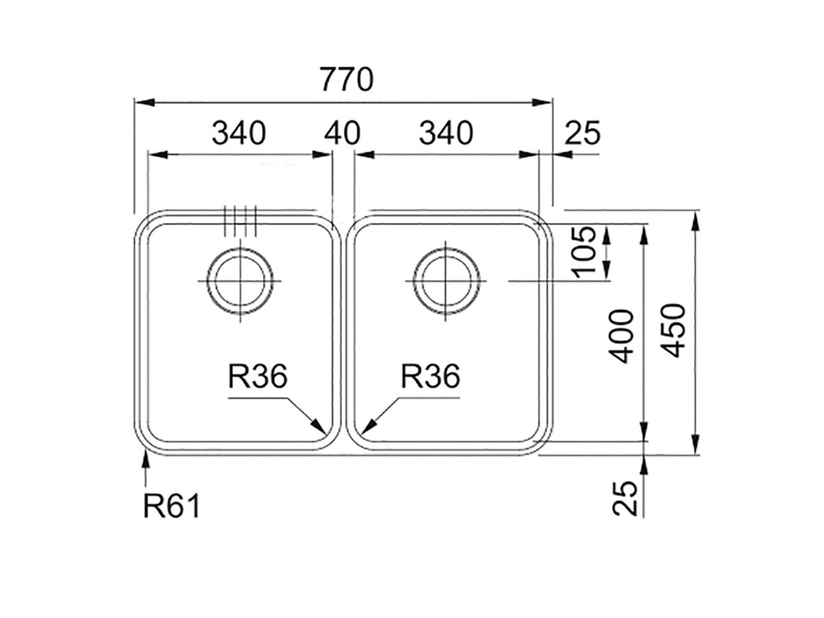 Franke Ancona ANX120 Double Bowl Undermount Sink Only Stainless Steel