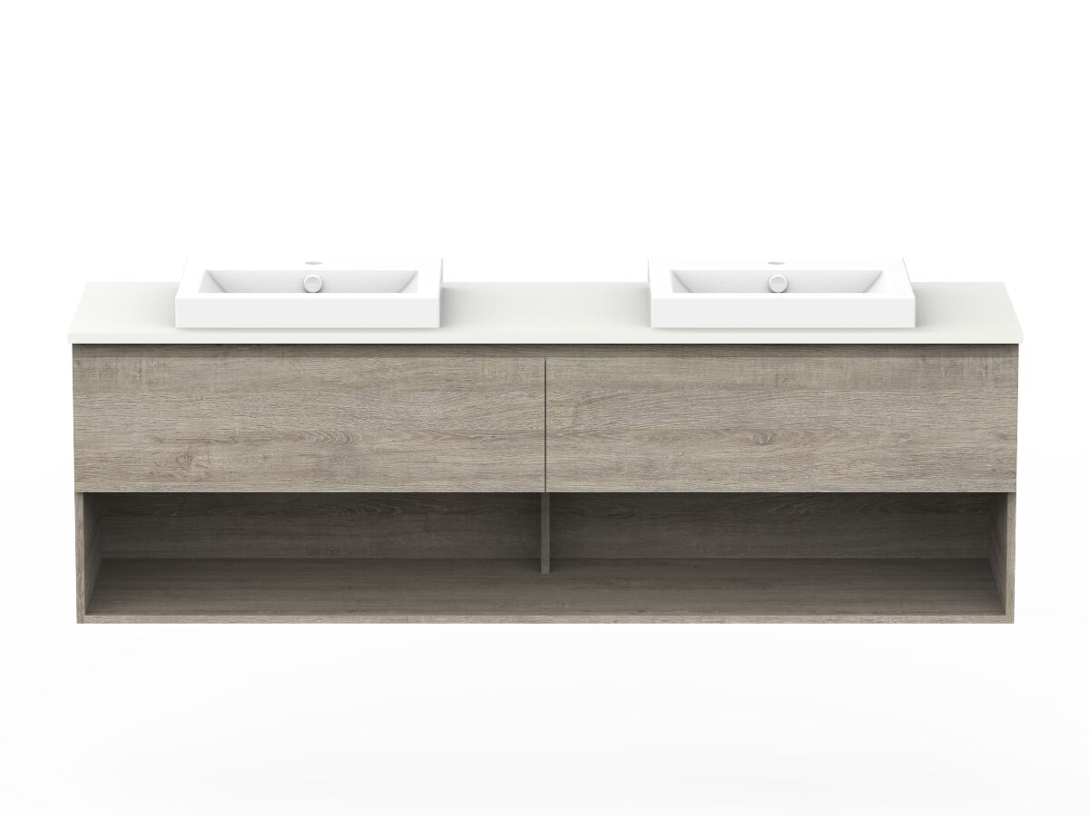 Posh Domaine Shelf All Drawer Wall Hung Vanity Unit