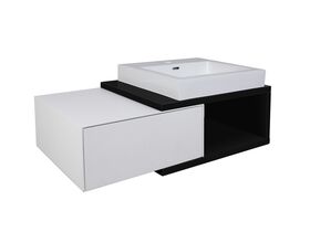 Mizu Bloc Wall Hung Vanity Unit No Basin 900mm Black/ White