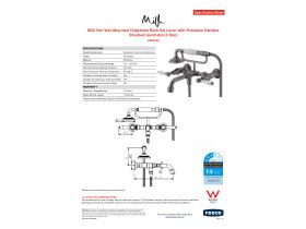 Specification Sheet - Milli Voir Wall Mounted Telephone Bath Set Lever with Porcelain Handles Brushed Gunmetal (3 Star)