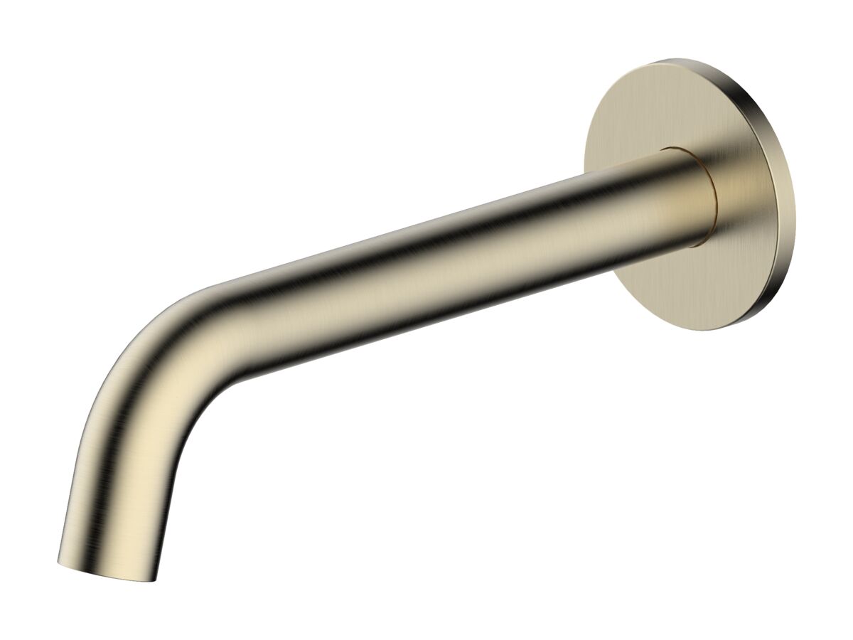Mizu Drift Wall Basin/Bath Outlet Curve Spout 200 Brushed Brass (6 Star)