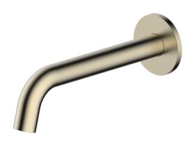 Mizu Drift Wall Basin/Bath Outlet Curve Spout 200 Brushed Brass (6 Star)