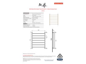 Specification Sheet - Milli Mood Edit Heated Towel Rail 800 x 1100mm Brushed Gold