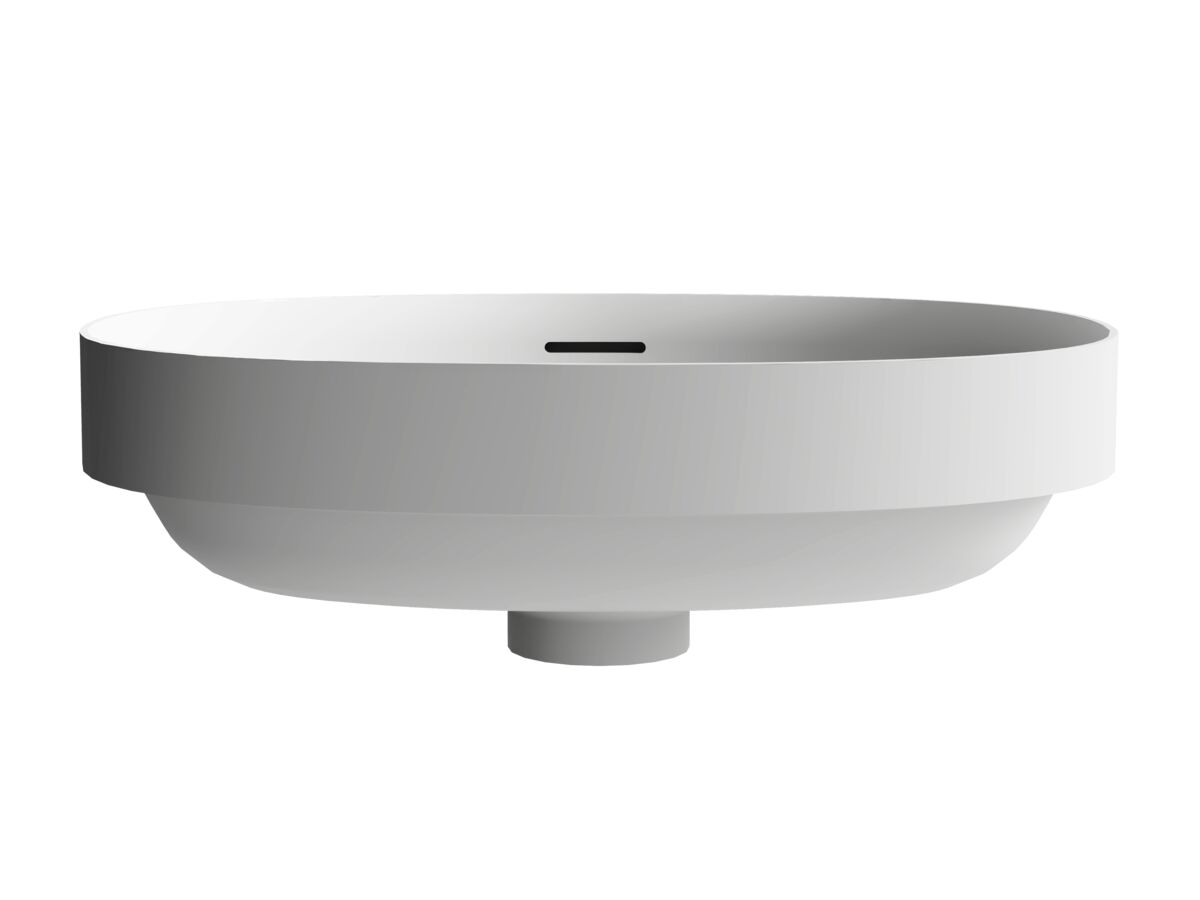 Supporting Image - Kado Lussi Thin Edge Oval Semi Inset Basin with Solid Surface Plug and Waste 500mm