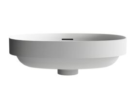 Supporting Image - Kado Lussi Thin Edge Oval Semi Inset Basin with Solid Surface Plug and Waste 500mm