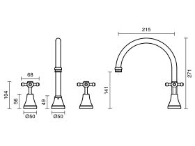 Kado Era Hob Sink Set Cross Handles