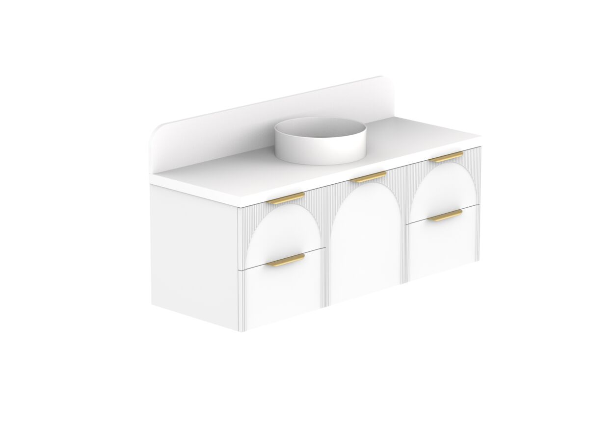 ADP Archie by Alisa & Lysandra Door/Drawer Wall Hung Vanity Unit Centre Bowl 1350 Caesarstone