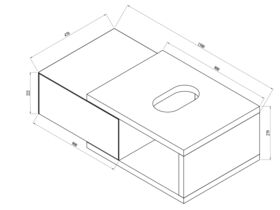 Mizu Bloc Wall Hung Vanity Unit No Basin Left Hand Drawer 1500mm Walnut White