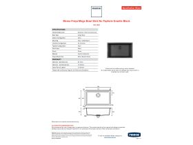 Specification Sheet - Memo Freya Mega Bowl Sink No Taphole Granite Black