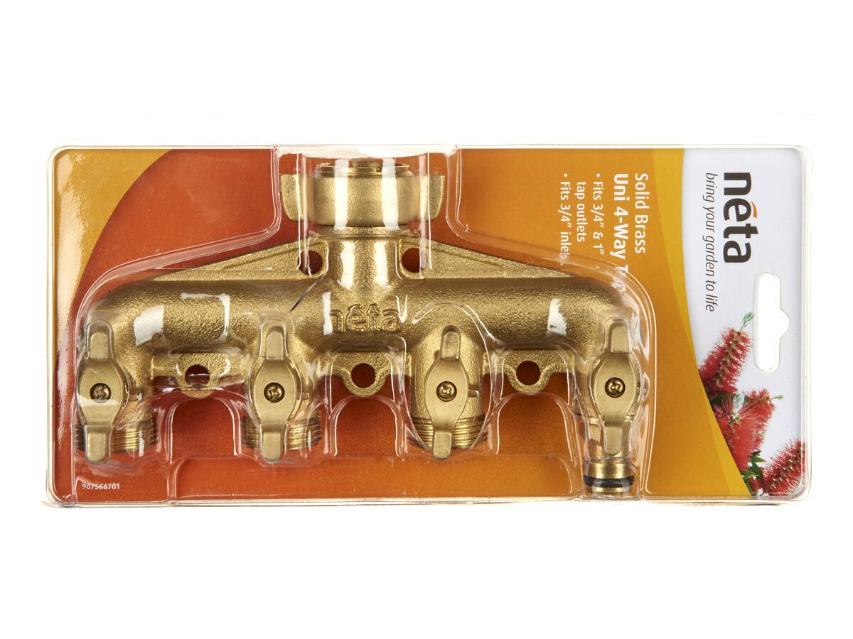 Neta Brass 4 Way Tap Outlet - 1 Click On