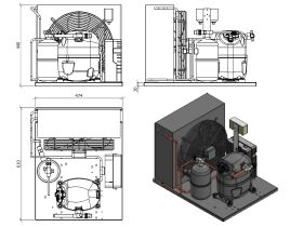 Tecumseh AJ2 HTA Condensing Unit 1 1/4 R404 MHBP CAJT4517ZHR-FZ-3 with Pressure Control 1.5 HP