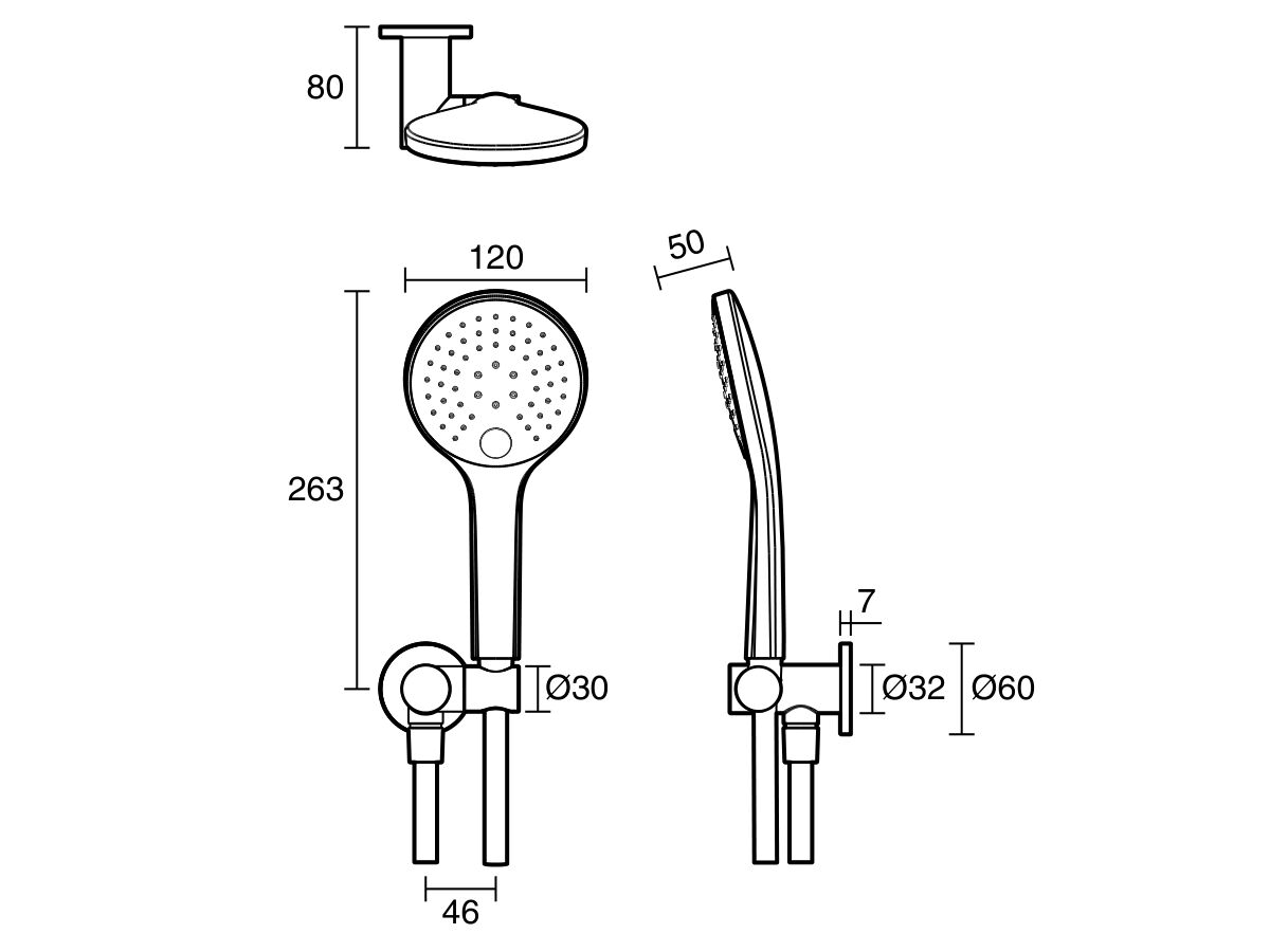 Mizu Drift Hand Shower on Bracket Brushed Nickel (3 Star) from Reece