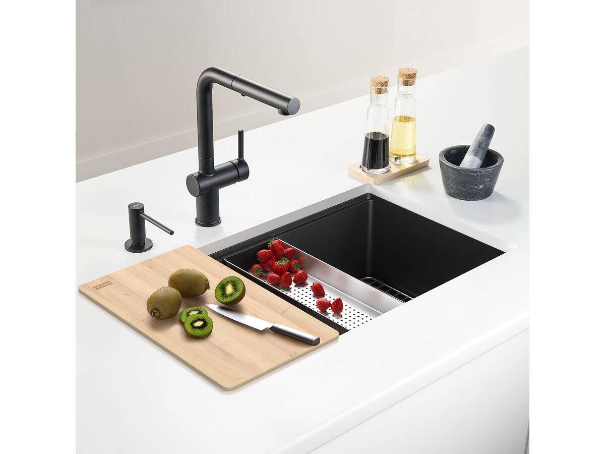 Franke City Fragranite Single Bowl 750mm Undermount Sink Matte Black