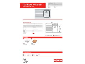 Technical Guide - Franke Rapid RPX611-86 Single Bowl Inset Sink Pack Right Hand Bowl-Left Hand Drainer Stainless Steel
