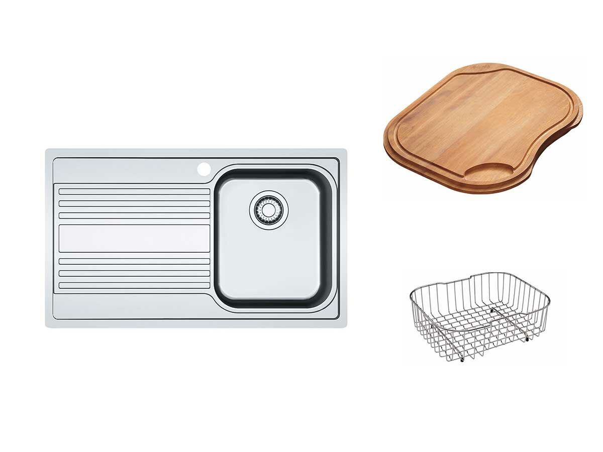 Franke Rapid RPX611-86 Single Bowl Inset Sink Pack Right Hand Bowl-Left Hand Drainer Stainless Steel