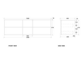 Kado Aspect 1500mm Wall Hung Vanity Unit with Shelf Single Bowl Timber Top