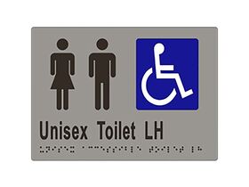 Sign Braille Unisex Accessible WC Left Hand Stainless Steel