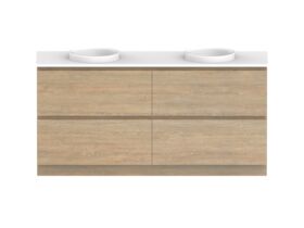 Posh Domaine Plus All-Drawer Twin 1800mm Floor Mounted Vanity Unit Double Bowl Friday Quartz Top (No Basin)