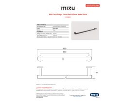 Specification Sheet - Mizu Drift Single Towel Rail 900mm Matte Black