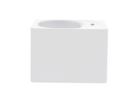 Kado Lussi 420mm Left Hand Wall Basin with Overflow 1 Taphole Matt White Solid Surface