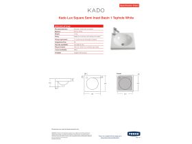 Specification Sheet - Kado Lux Square Semi inset Basin 1 Taphole White