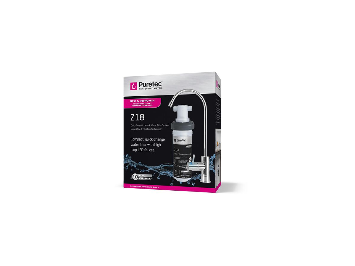 Puretec Z18 Quick-twist Water Filter System with DFU180 Long Reach LED Faucet