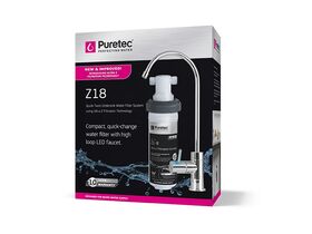 Puretec Z18 Quick-twist Water Filter System with DFU180 Long Reach LED Faucet