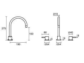Technical Drawing - Scala Hob Sink Set Curved