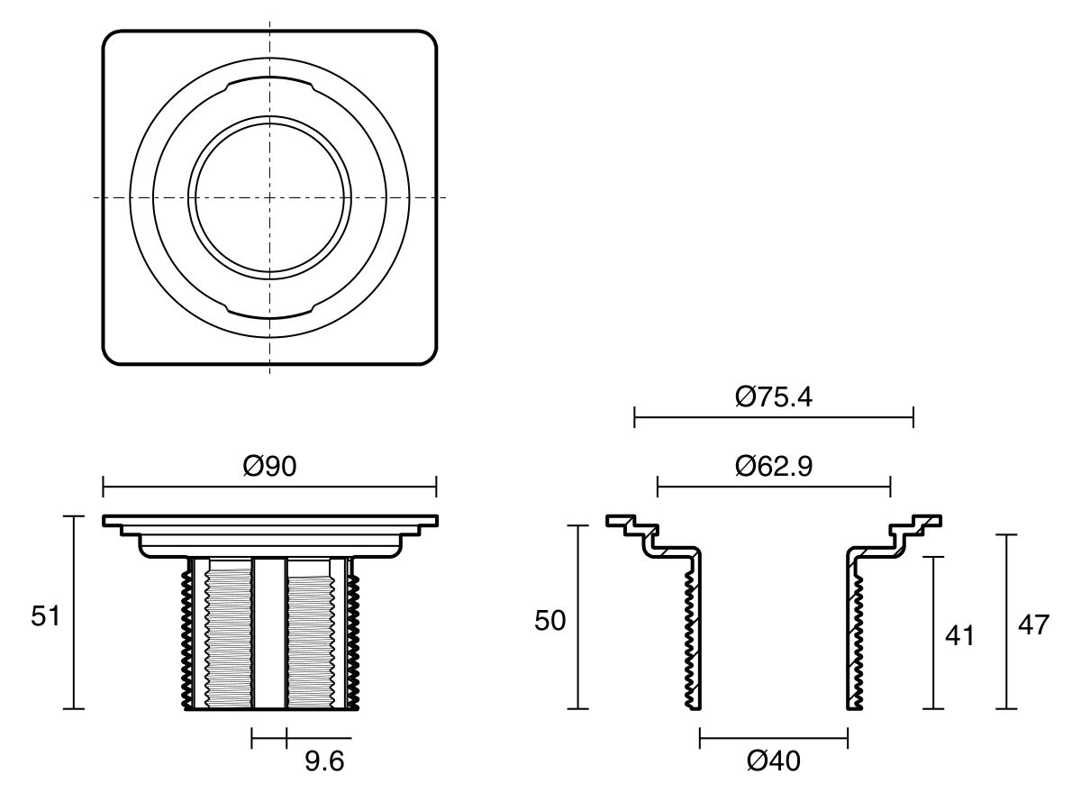 Posh Solus Tile Over Shower Tray with Rear Stainless Steel Square Floor