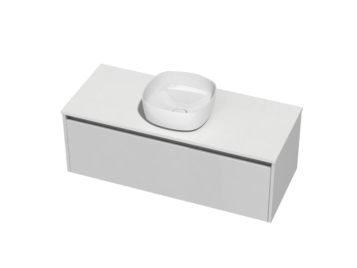 Kayla Wall Hung Vanity Unit 1200 I Drawer Cherry Pie Centre Soft Basin White