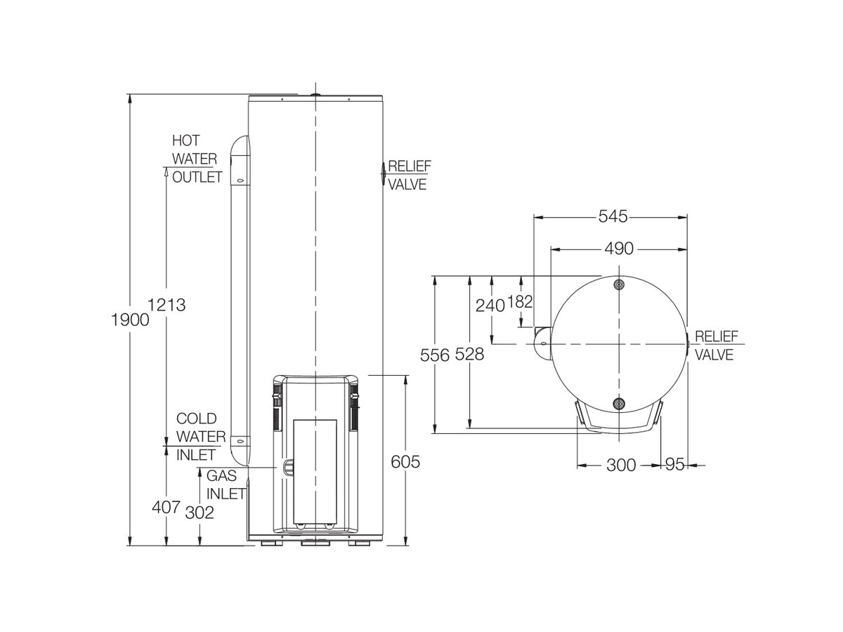 RheemPlus 5 Star 160L Natural Gas Hot Water System from Reece