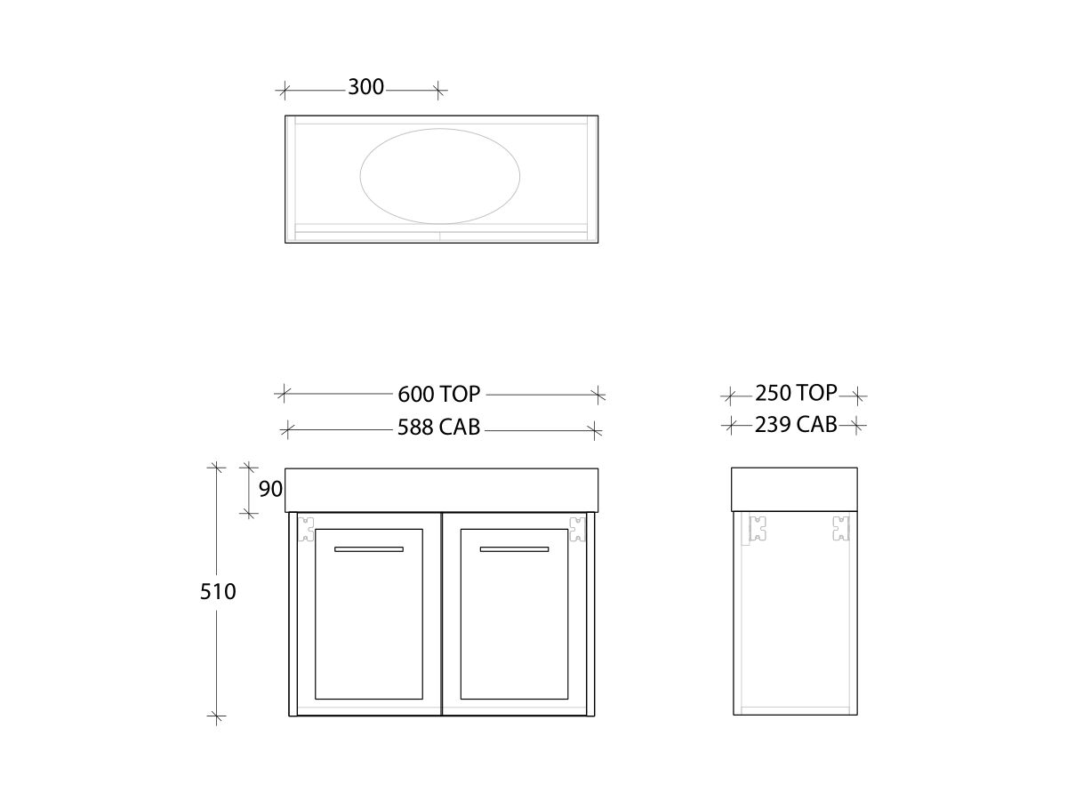 Kado Lux Petite Vanity Unit Wall Hung 600 Centre Bowl Friday Statement