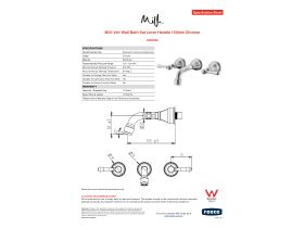 Specification Sheet - Milli Voir Wall Bath Set Lever Handle 150mm Chrome